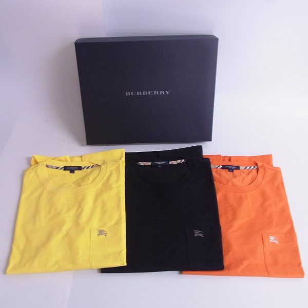 実際に弊社で買取させて頂いた【未使用】BURBERRY LONDON/バーバリーロンドン クルーネック ポケットTシャツ ブラック他 3点セット L