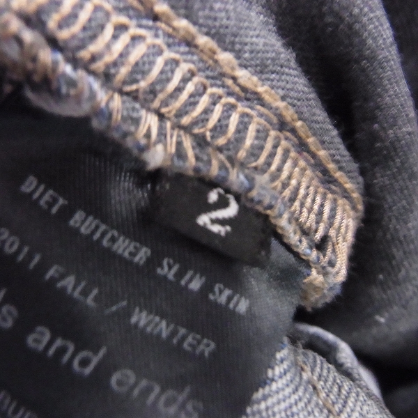 実際に弊社で買取させて頂いたDIET BUTCHER SLIM SKIN/ダイエットブッチャー スリムスキン 起毛加工 コーティング デニムパンツ/2の画像 6枚目