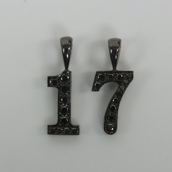 実際に弊社で買取させて頂いたEYEFUNNY/アイファニー K18/750 ナンバー NO.1/NO.7 チャーム ブラックダイヤ ロジウム加工 HNBD001B/HNBD007B 2点セットの画像 1枚目