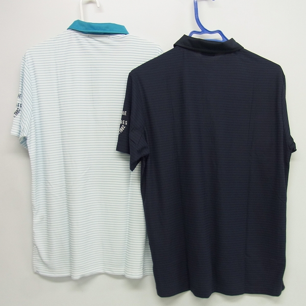 実際に弊社で買取させて頂いたlecoqsportif/ルコックスポルティフ ゴルフコレクション ゴルフウェア ボーダー ポロシャツ 紺/水色 2点セット Lの画像 1枚目