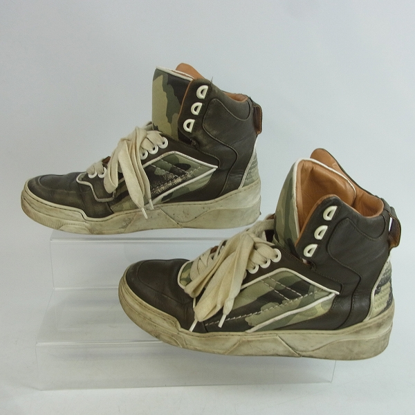 実際に弊社で買取させて頂いたGIVENCHY/ジバンシィ 迷彩/カモフラ柄 レザーハイカットスニーカー/40の画像 3枚目