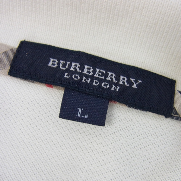 実際に弊社で買取させて頂いたBURBERRY LONDON/バーバリーロンドン ゴルフウェア ロゴ刺繍 長袖ポロシャツ ホワイト Lの画像 2枚目