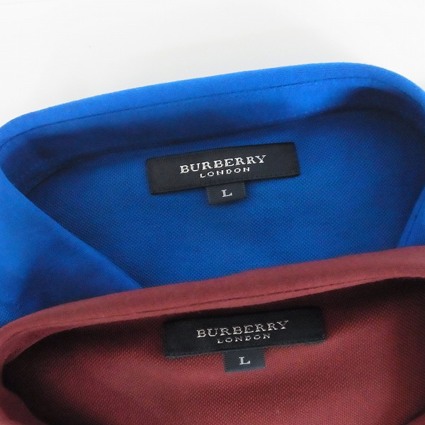 実際に弊社で買取させて頂いたBURBERRY LONDON/バーバリーロンドン ゴルフウェア 半袖ポロシャツ ブルー/ボルドー L 2点セットの画像 1枚目