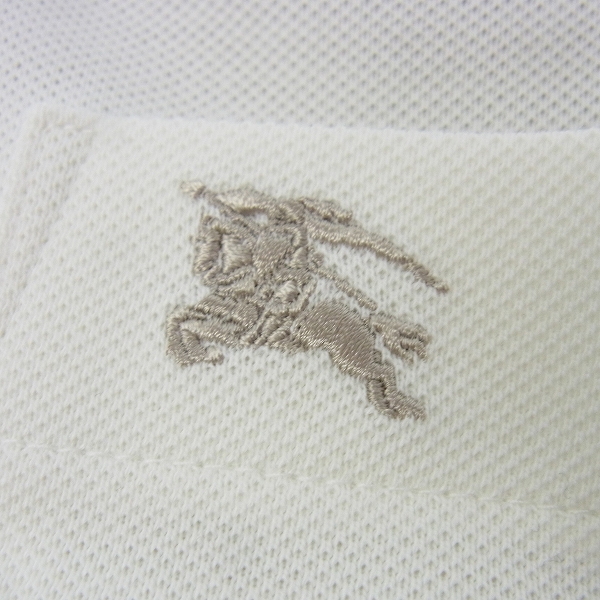 実際に弊社で買取させて頂いたBURBERRY LONDON/バーバリーロンドン ゴルフウェア ロゴ刺繍 長袖ポロシャツ ホワイト Lの画像 4枚目
