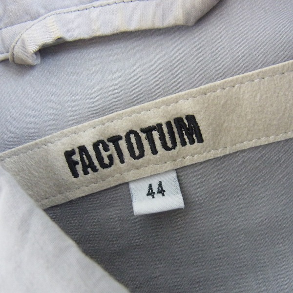 実際に弊社で買取させて頂いたFACTOTUM/ファクトタム 製品染め コットンシルク 7分袖シャツ 01060618/44の画像 2枚目