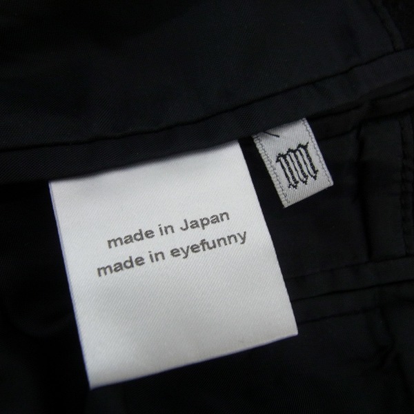 実際に弊社で買取させて頂いたEYEFUNNY/アイファニー フロントジップ/袖ジップ ウール テーラードジャケット/3の画像 3枚目