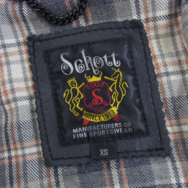 SCHOTT/ショット クラシックレーサーライダースジャケット 3191010/XS