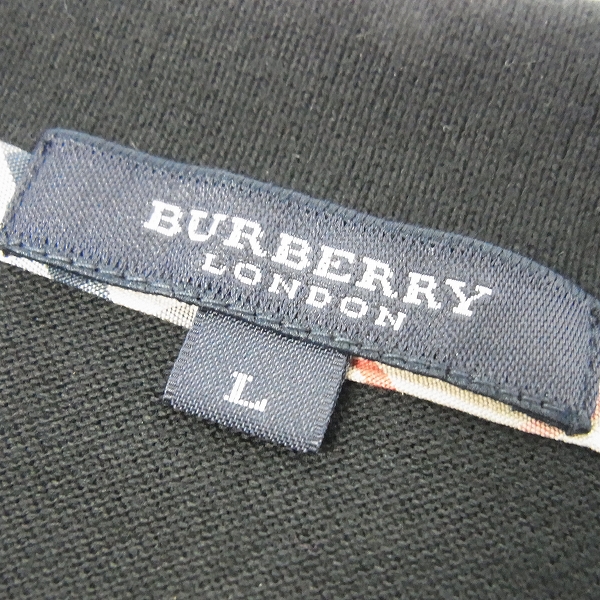 実際に弊社で買取させて頂いたBURBERRY LONDON/バーバリーロンドン ゴルフウェア ロゴ刺繍 長袖ポロシャツ ブラック Lの画像 2枚目