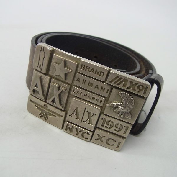 実際に弊社で買取させて頂いたARMANI EXCHANGE/アルマーニエクスチェンジ ロゴ  レザーベルト/30