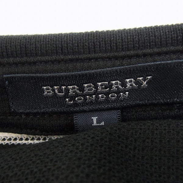 実際に弊社で買取させて頂いた【未使用】BURBERRY LONDON/バーバリーロンドン ゴルフウェア 半袖ポロシャツ ボーダー柄 ブラック L の画像 2枚目