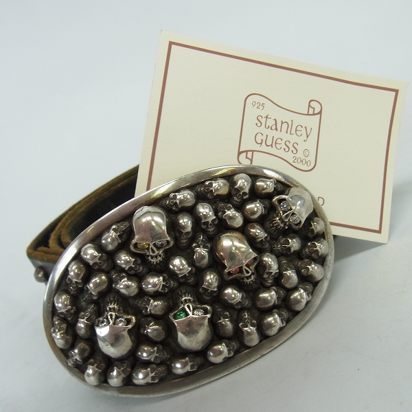 実際に弊社で買取させて頂いた【ギャラ付】STANLEY GUESS/スタンリーゲス マルチスカルバックル レザーベルト w/ストーンアイズ