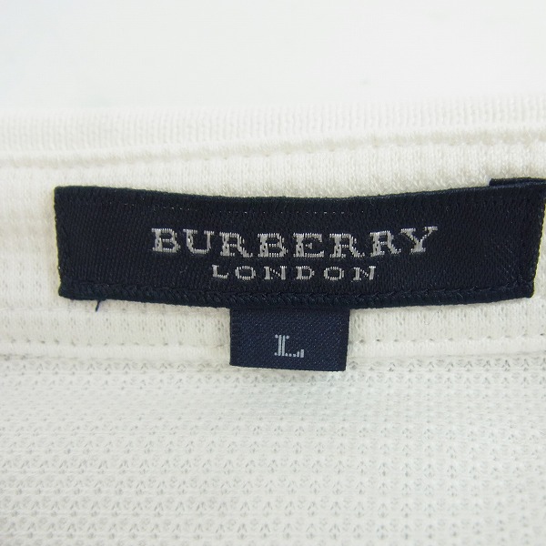 実際に弊社で買取させて頂いた【未使用】BURBERRY LONDON/バーバリーロンドン ゴルフウェア 半袖ポロシャツ ボーダー柄 ホワイト Lの画像 2枚目