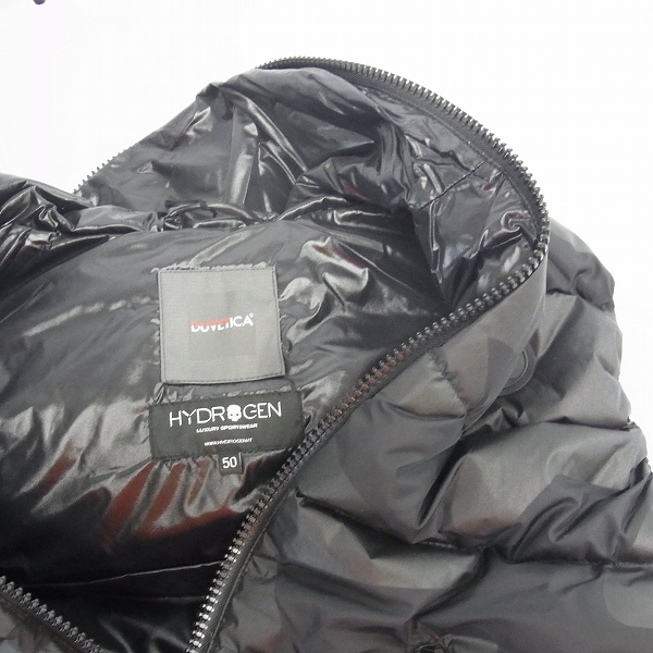 実際に弊社で買取させて頂いたHYDROGEN×DUVETICA/ハイドロゲン×デュベティカ ブラックカモ ダウンベスト 21D002/50の画像 6枚目
