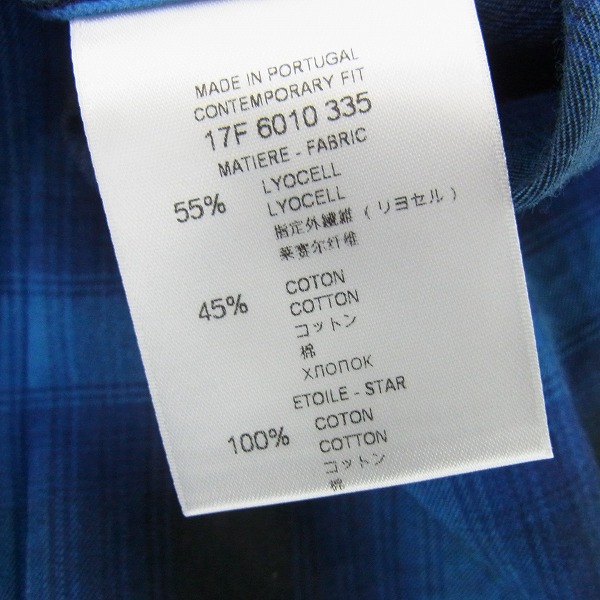 実際に弊社で買取させて頂いたGIVENCHY/ジバンシー 17AW スターパッチ チェックシャツ 17F 6010 335 410/38の画像 3枚目