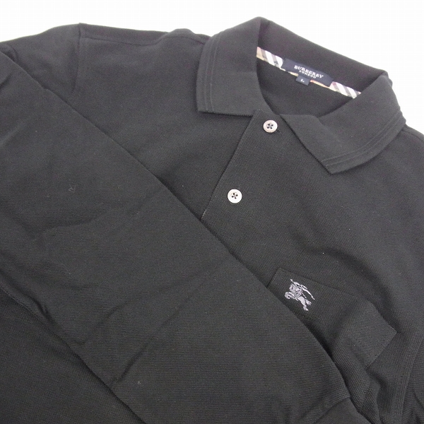 実際に弊社で買取させて頂いたBURBERRY LONDON/バーバリーロンドン ゴルフウェア ロゴ刺繍 長袖ポロシャツ ブラック Lの画像 5枚目