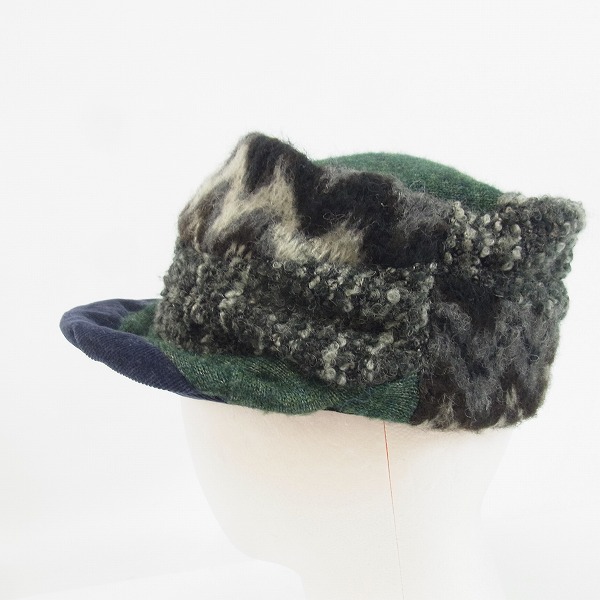 実際に弊社で買取させて頂いたFRAPBOIS/フラボア ツイード ボア ニットキャップ/Ｆの画像 2枚目