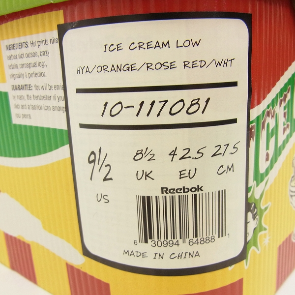 実際に弊社で買取させて頂いたBBC×Reebok ICE CREAM アイスクリーム スニーカー パープル 10-117081/27.5の画像 9枚目
