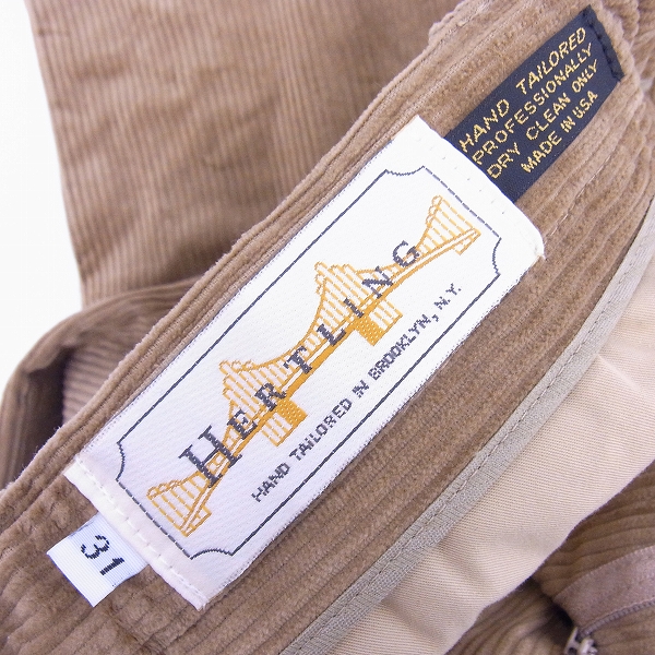 実際に弊社で買取させて頂いたHERTLING/ハートリング ハンドテーラード USA製 コーデュロイパンツ ベージュ/31の画像 3枚目