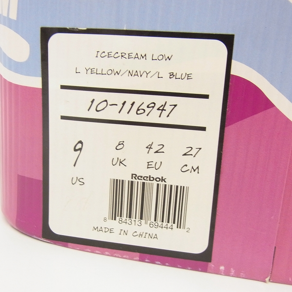 実際に弊社で買取させて頂いたBBC×Reebok ICE CREAM アイスクリーム スニーカー イエロー系 10-116947/27の画像 9枚目