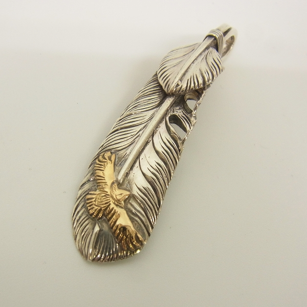 実際に弊社で買取させて頂いたARIZONA FREEDOM/アリゾナフリーダム K18イーグル付き 60mm ハートフェザー ペンダント/右向き