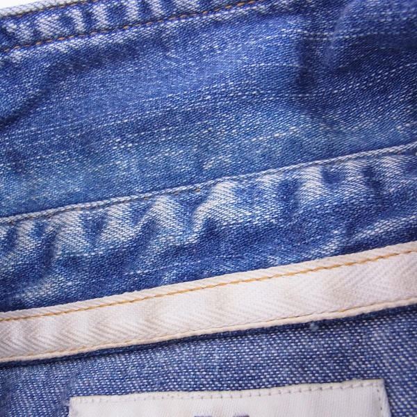 実際に弊社で買取させて頂いたM/エム 2015SS workers repair denim shirts 長袖  デニムシャツ リペア加工 インディゴ/M の画像 5枚目
