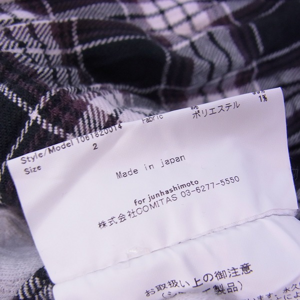 実際に弊社で買取させて頂いたjunhashimoto/ジュンハシモト 18SS WRINKLE CHECK シワ加工 チェックシャツ ブラック 2の画像 3枚目