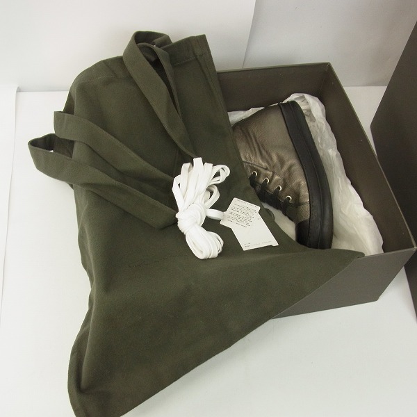 実際に弊社で買取させて頂いたRICK OWENS/リックオウエンス レースアップ ハイカット レザー スニーカー 39596/38の画像 8枚目