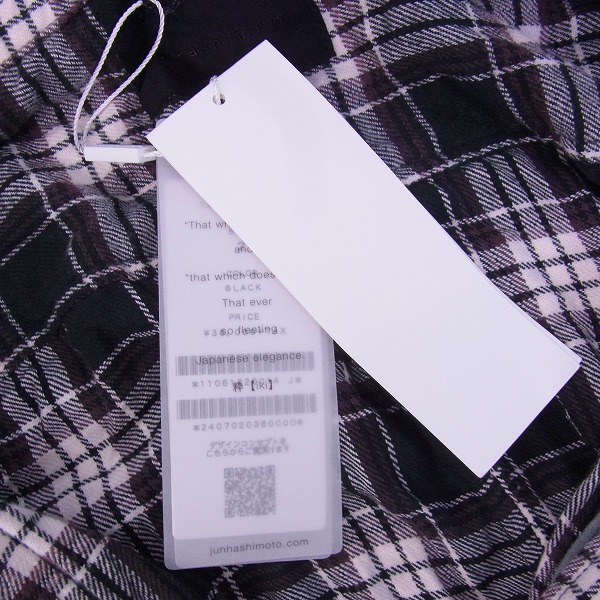 実際に弊社で買取させて頂いたjunhashimoto/ジュンハシモト 18SS WRINKLE CHECK シワ加工 チェックシャツ ブラック 2の画像 5枚目