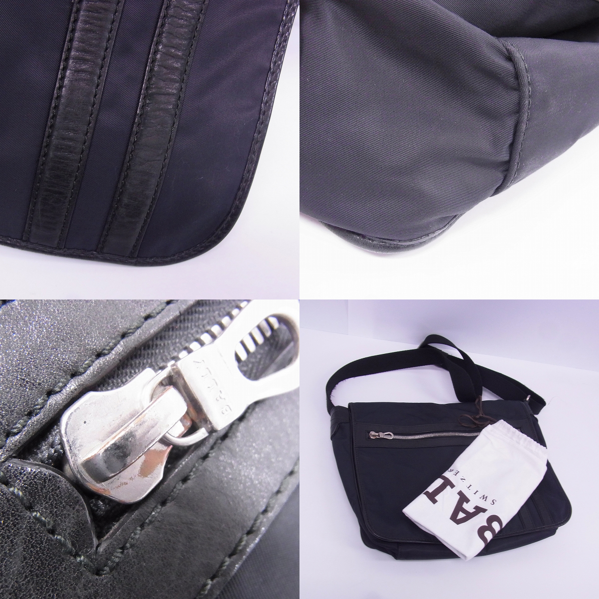 実際に弊社で買取させて頂いたBALLY/バリー ナイロン×レザー ショルダー バッグの画像 9枚目