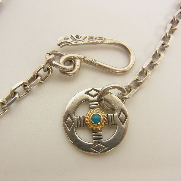 実際に弊社で買取させて頂いたARIZONA FREEDOM/アリゾナフリーダム イーグルSフック 大/金縄ターコイズホイール 小豆太 チェーン ネックレスの画像 1枚目