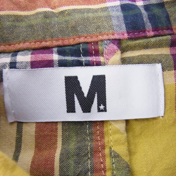 実際に弊社で買取させて頂いたM/エム コットン 長袖 チェックシャツ イエロー系/Mの画像 2枚目