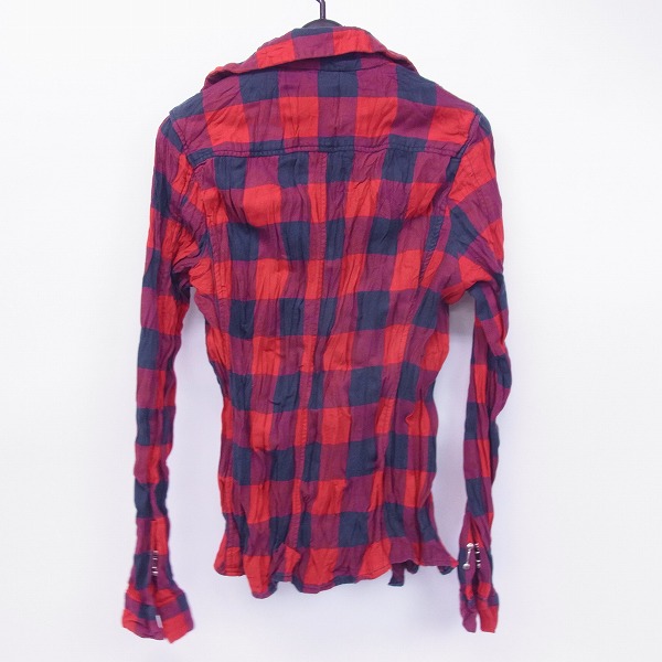 実際に弊社で買取させて頂いたjunhashimoto/ジュンハシモト 18SS WRINKLE CHECK シワ加工 チェックシャツ レッド 2の画像 1枚目