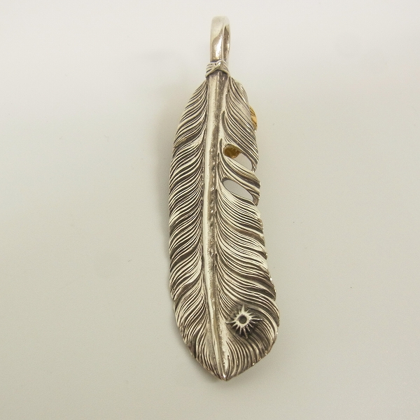 実際に弊社で買取させて頂いたARIZONA FREEDOM/アリゾナフリーダム 70mm K18/金ハート 金縄ターコイズ フェザーペンダントの画像 2枚目