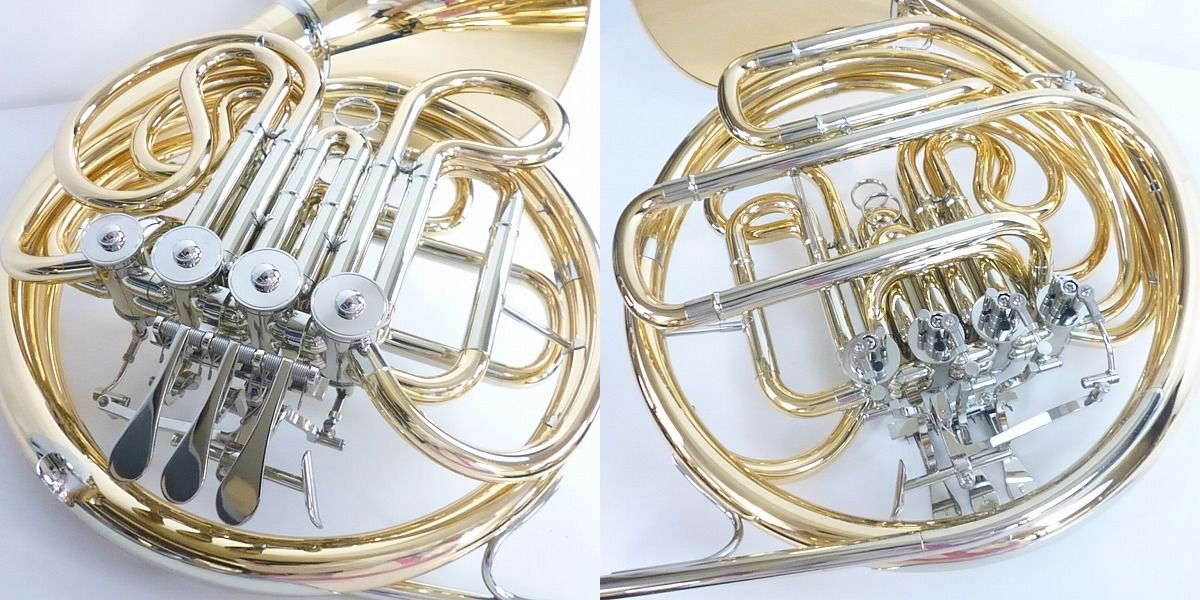 実際に弊社で買取させて頂いた★YAMAHA/ヤマハ YHR-567GDB ゴールドブラス フルダブルホルン ベルカット マウスピース/ハードケース付の画像 3枚目