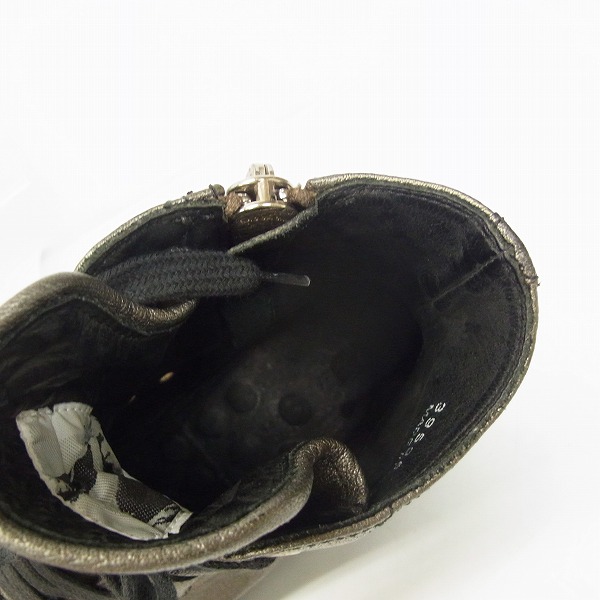 実際に弊社で買取させて頂いたRICK OWENS/リックオウエンス レースアップ ハイカット レザー スニーカー 39596/38の画像 4枚目