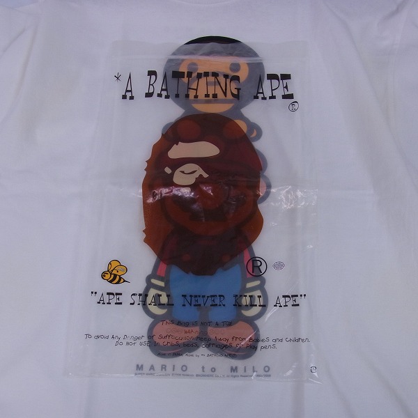 実際に弊社で買取させて頂いたA BATHING APE×NINTENDO/アベイジングエイプ×任天堂 マリオ&頭上マイロ Tシャツ Lの画像 6枚目