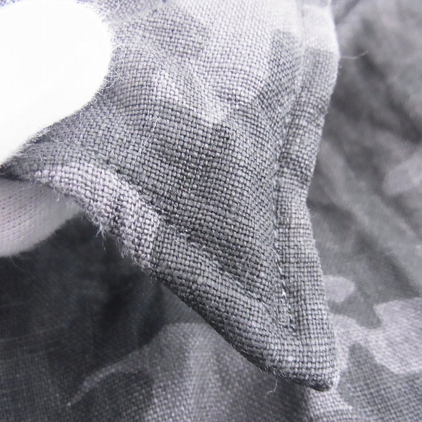 実際に弊社で買取させて頂いたjunhashimoto/ジュンハシモト シワ加工 カムフラ柄 リネンシャツ チャコール/Mの画像 4枚目