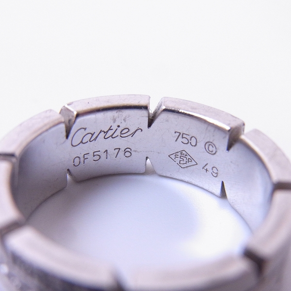 実際に弊社で買取させて頂いたCartier/カルティエ タンクフランセーズ SMリング K18 ホワイトゴールド リング/w15P ダイヤ #49/9号の画像 4枚目