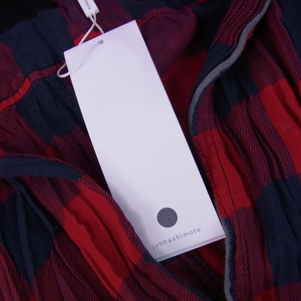 実際に弊社で買取させて頂いたjunhashimoto/ジュンハシモト 18SS WRINKLE CHECK シワ加工 チェックシャツ レッド 2の画像 5枚目