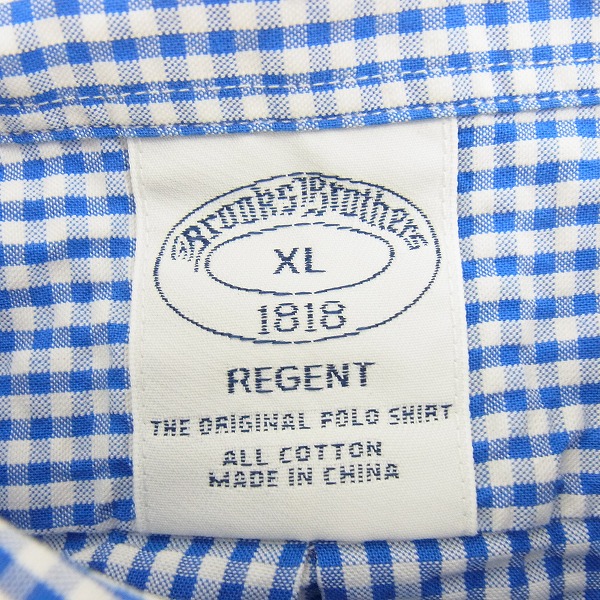 実際に弊社で買取させて頂いた【未使用】BROOKS BROTHERS/ブルックスブラザーズ ギンガムチェック ハーフボタン 半袖シャツ XLの画像 2枚目