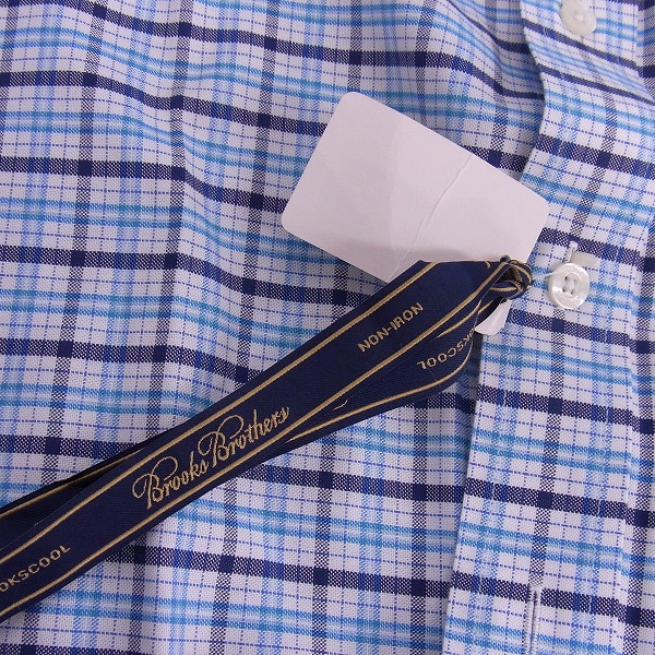 実際に弊社で買取させて頂いた【未使用】BROOKS BROTHERS/ブルックスブラザーズ  チェックボタンダウンシャツ ブルー XLの画像 5枚目