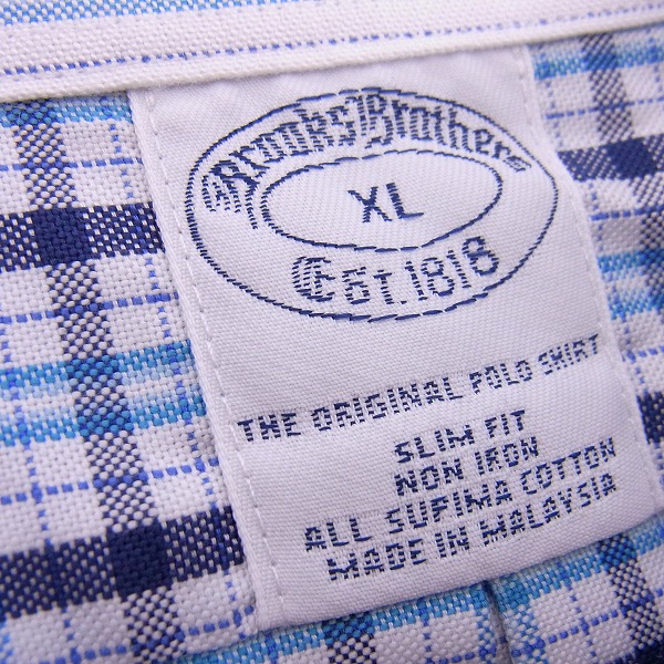実際に弊社で買取させて頂いた【未使用】BROOKS BROTHERS/ブルックスブラザーズ  チェックボタンダウンシャツ ブルー XLの画像 2枚目