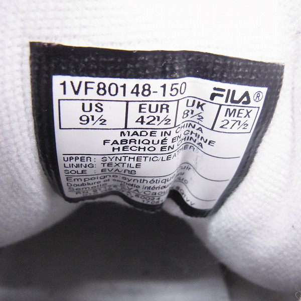 実際に弊社で買取させて頂いたFILA/フィラ F-13 パーフ ハイカット スニーカー FHE111/27.5の画像 5枚目