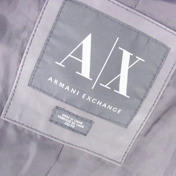 実際に弊社で買取させて頂いたARMANI EXCHANGE/アルマーニエクスチェンジ フェイクレザー ライダースジャケット XSの画像 2枚目