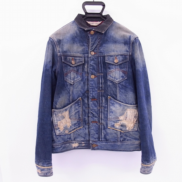 実際に弊社で買取させて頂いたARMANI JEANS/アルマーニジーンズ リミテッドエディション/限定 ダメージ加工 ボアデニムジャケット Size：46