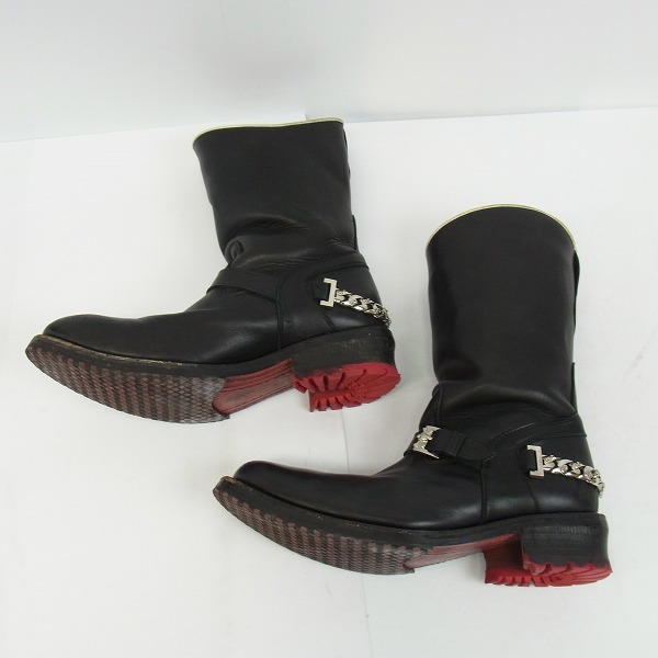 実際に弊社で買取させて頂いたHIROMU TAKAHARA/ヒロムタカハラ ブラックエンジニアブーツ 41の画像 3枚目