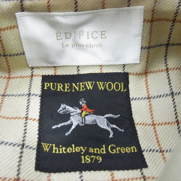 実際に弊社で買取させて頂いたEDIFICE/エディフィス PURE NEW WOOL Whiteley and Green ライナー付トレンチコート/46の画像 2枚目