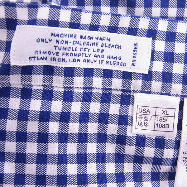 実際に弊社で買取させて頂いた【未使用】BROOKS BROTHERS/ブルックスブラザーズ  ギンガムチェック ボタンダウンシャツ XLの画像 3枚目