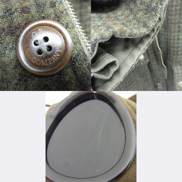 実際に弊社で買取させて頂いたC.P.COMPANY/シーピーカンパニー Shetland SL. with MOON ウール チェック柄 ダウン ゴーグルジャケット CPU0783/50の画像 6枚目