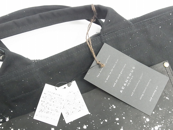 実際に弊社で買取させて頂いた【タグ付き】2018A/W ACANTHUS/アカンサス hand splash canvas leather toteBAG/トートバッグ 黒/BG1802SPの画像 6枚目